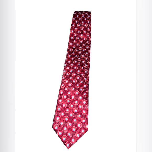 ERMENEGILDO ZEGNA Disegno Exclusivo RARE  red Floral print silk neck tie